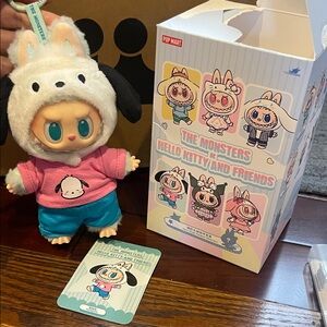 Pop Mart Kids Plush Toy with Pink and Blue Outfit Pochacco